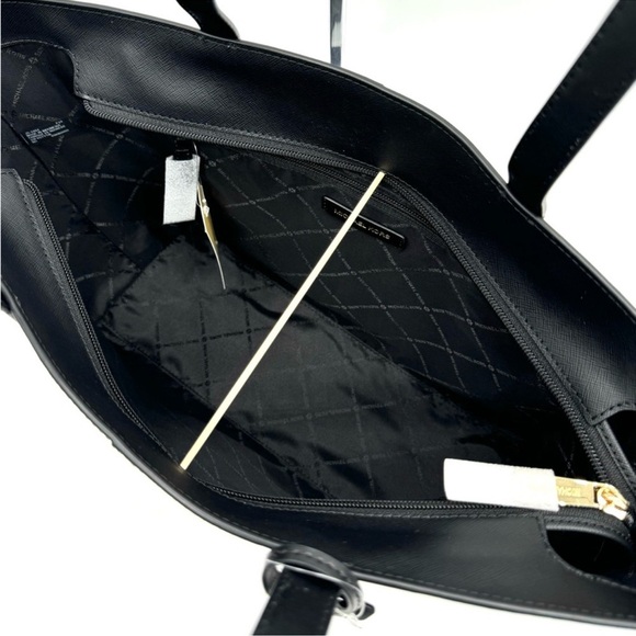 Michael Kors Medium Jet Set Travel Zip Tote Bag & Continental Wallet Black/Gold - Picture 8 of 13